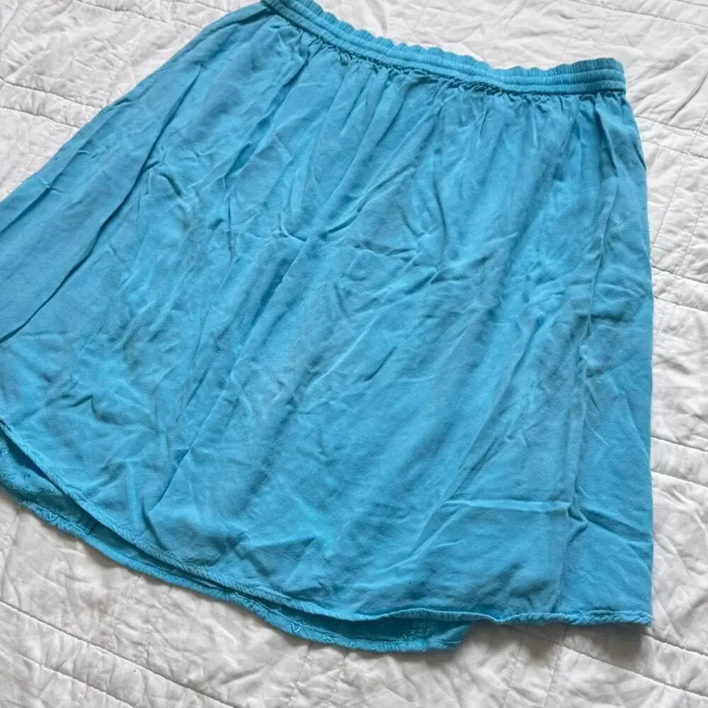 Vintage‎ y2k embroidered fairy midi peasant skirt one size cyan boho festival